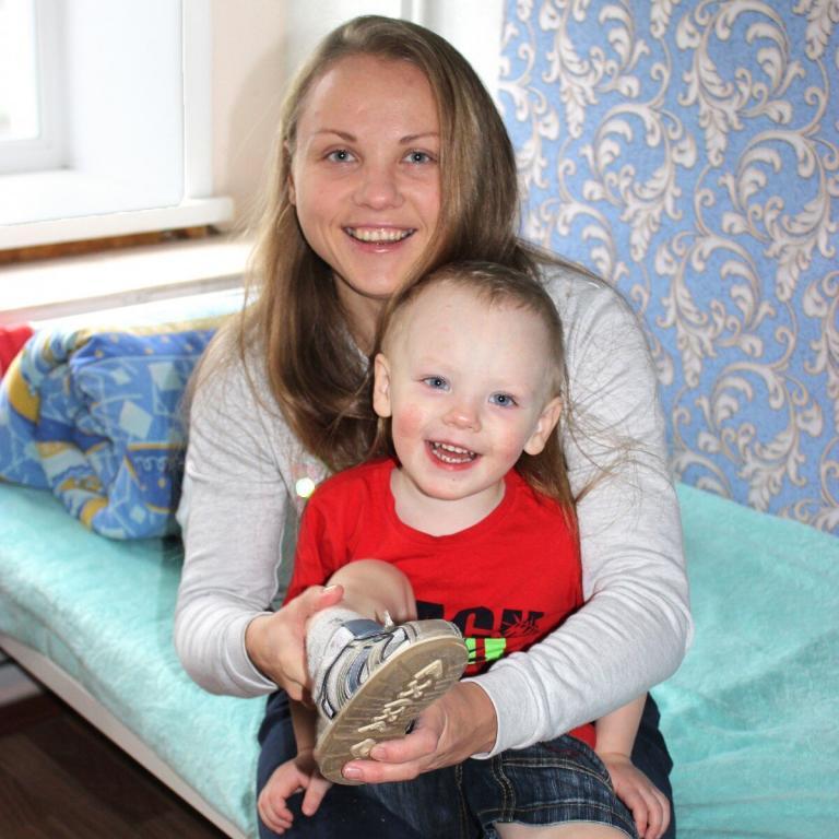 Mother and child in shelter home