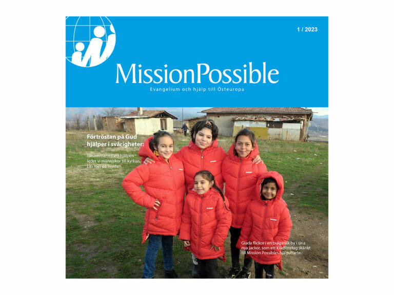 The cover of Mission Possible magazine featuring children in red jackets.