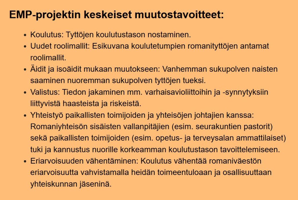 EMP projektin tavoitteet